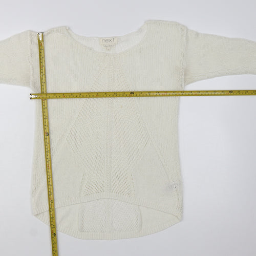 Next Women Ivory Knit 3/4 Sleeve Pullover Jumper Size 12