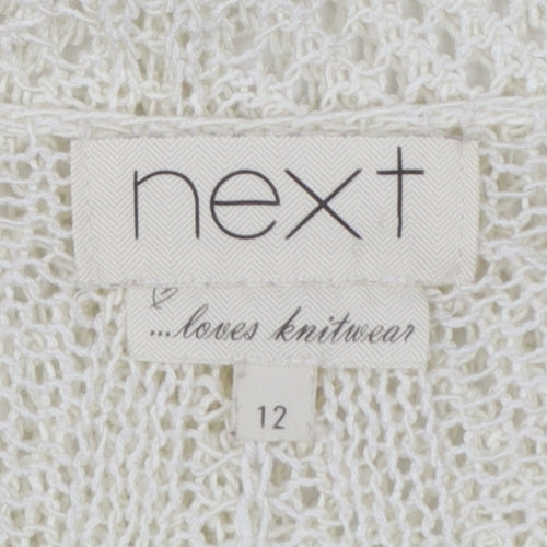 Next Women Ivory Knit 3/4 Sleeve Pullover Jumper Size 12