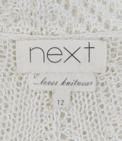 Next Women Ivory Knit 3/4 Sleeve Pullover Jumper Size 12