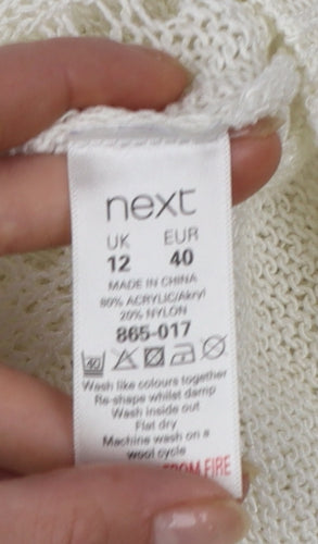 Next Women Ivory Knit 3/4 Sleeve Pullover Jumper Size 12