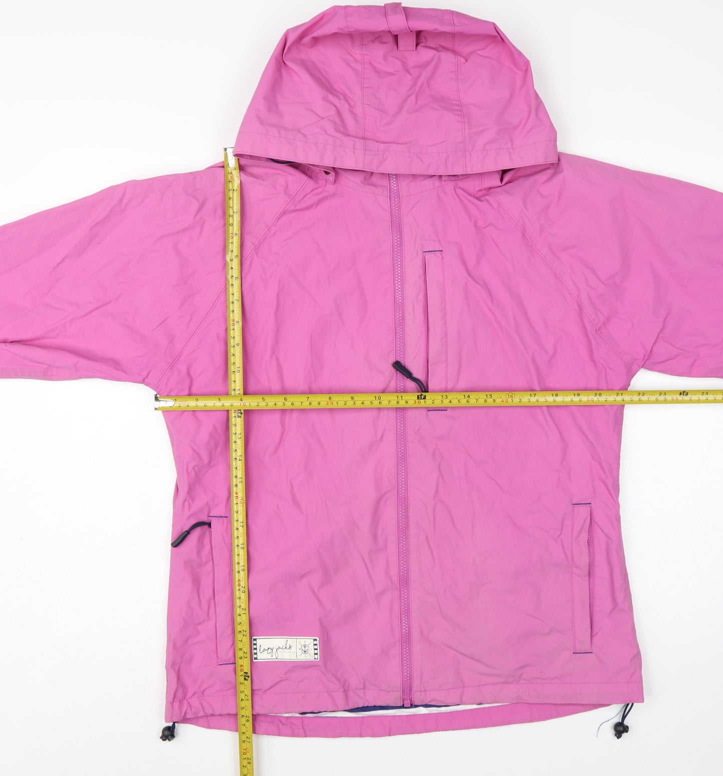 Lazy Jacks Women's Pink Hooded Rain Coat Jacket Size S