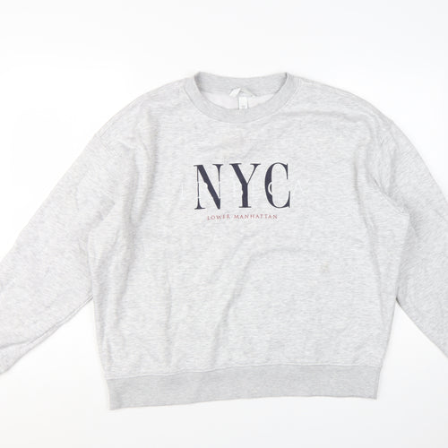 H&M Women's Grey NYC Lower Manhattan Pullover Sweatshirt Size 12