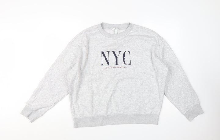 H&M Women's Grey NYC Lower Manhattan Pullover Sweatshirt Size 12