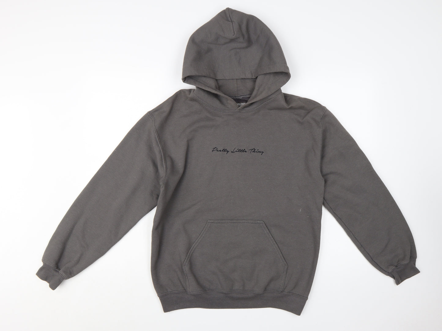 PrettyLittleThing Women's Grey Pullover Hoodie Size S Cotton Blend