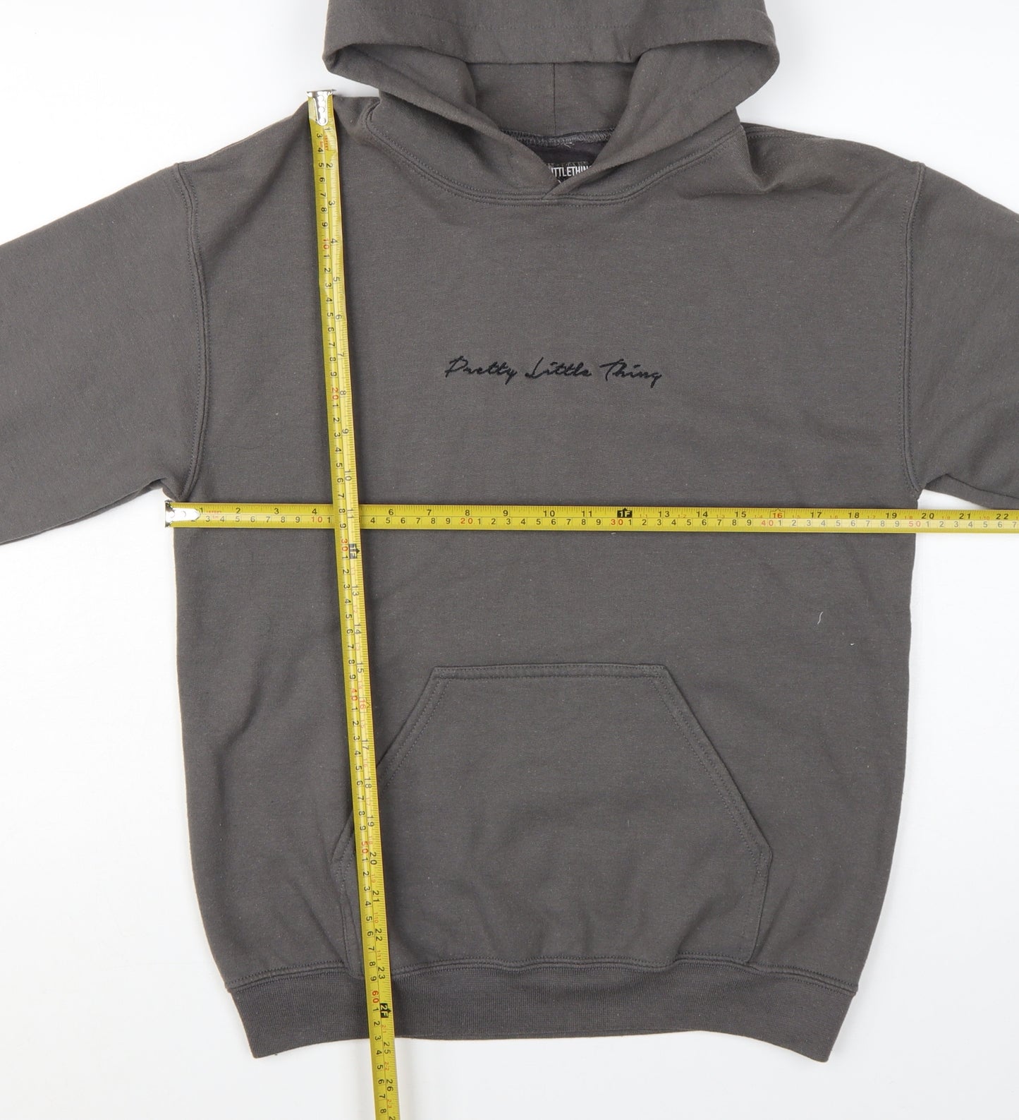 PrettyLittleThing Women's Grey Pullover Hoodie Size S Cotton Blend