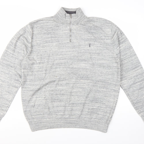 Next Men's Grey XL 1/2 Zip High Neck Cotton Jumper