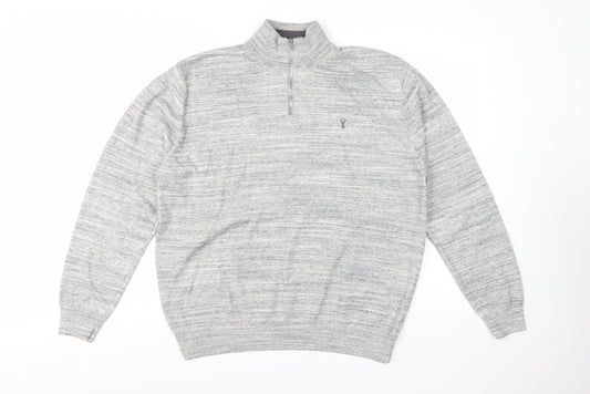 Next Men's Grey XL 1/2 Zip High Neck Cotton Jumper