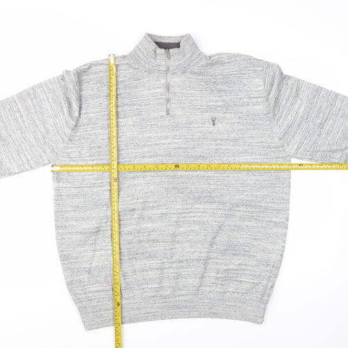 Next Men's Grey XL 1/2 Zip High Neck Cotton Jumper