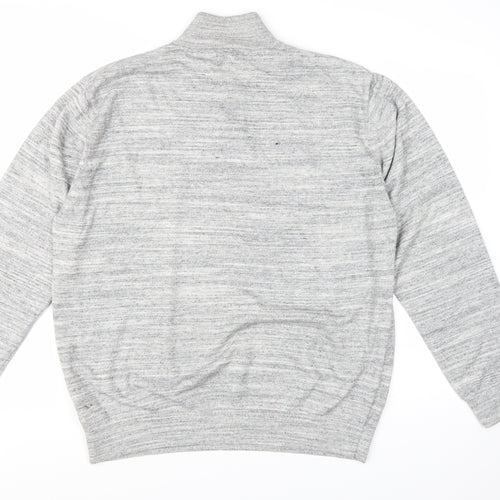 Next Men's Grey XL 1/2 Zip High Neck Cotton Jumper