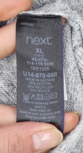 Next Men's Grey XL 1/2 Zip High Neck Cotton Jumper