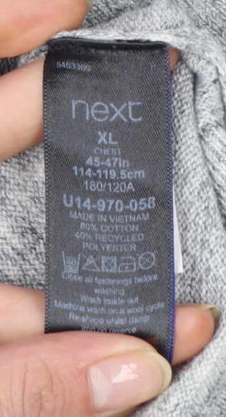 Next Men's Grey XL 1/2 Zip High Neck Cotton Jumper
