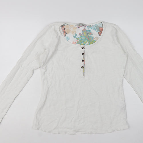 Next Women’s White Cotton Long Sleeve Henley Top Size 10