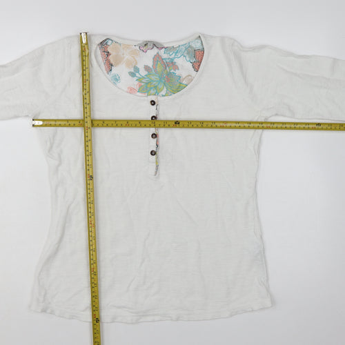 Next Women’s White Cotton Long Sleeve Henley Top Size 10