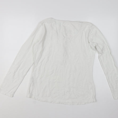 Next Women’s White Cotton Long Sleeve Henley Top Size 10