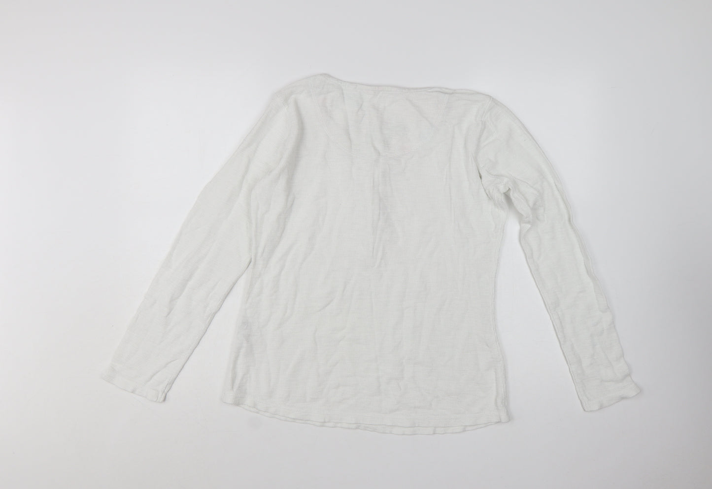 Next Women’s White Cotton Long Sleeve Henley Top Size 10