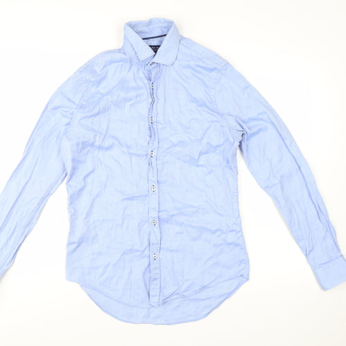 Zara Man Blue Slim Fit Long Sleeve Cotton Button-Up Shirt M
