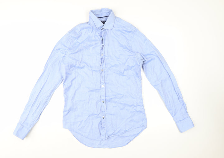 Zara Man Blue Slim Fit Long Sleeve Cotton Button-Up Shirt M