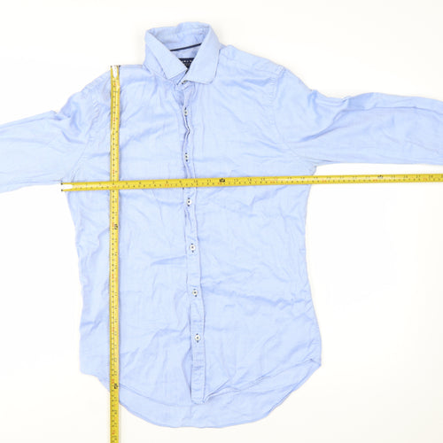 Zara Man Blue Slim Fit Long Sleeve Cotton Button-Up Shirt M