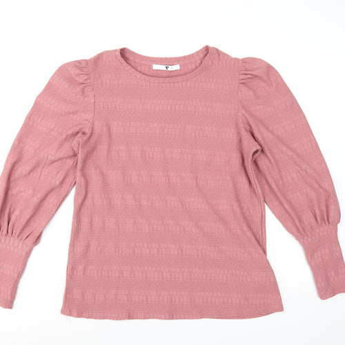 V by Very Womens Pink Long Sleeve Puff Blouse Size 10
