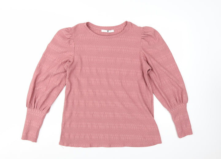 V by Very Womens Pink Long Sleeve Puff Blouse Size 10