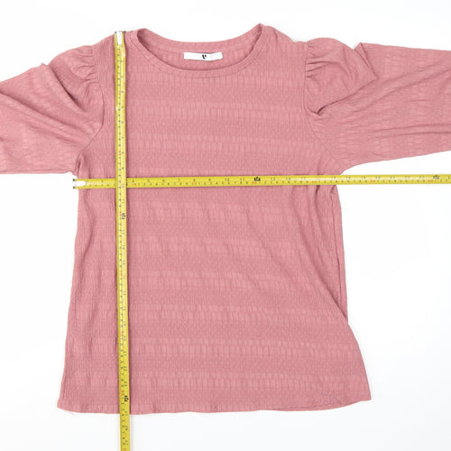 V by Very Womens Pink Long Sleeve Puff Blouse Size 10
