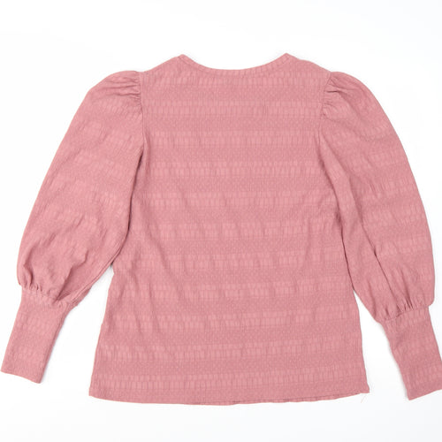 V by Very Womens Pink Long Sleeve Puff Blouse Size 10