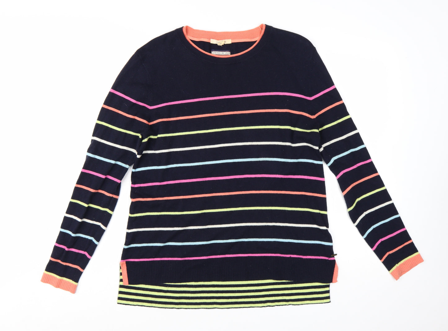 White Stuff Womens Multicoloured Stripe Merino Cotton Jumper UK 14