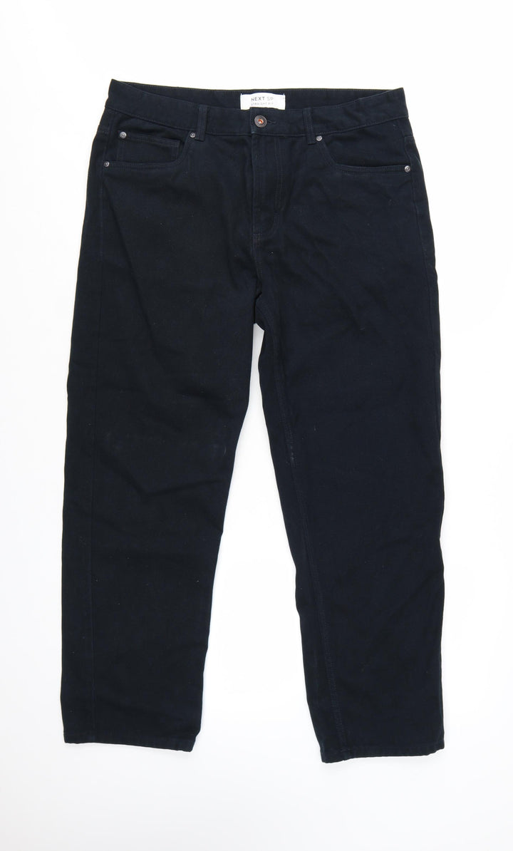 Next Men's Black Straight Fit Jeans 34S Cotton Denim