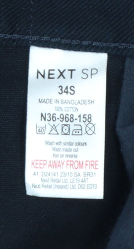 Next Men's Black Straight Fit Jeans 34S Cotton Denim