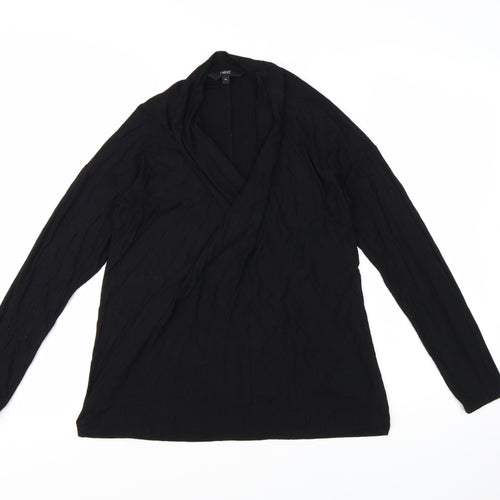 Next Women Black Jersey Wrap Long Sleeve Blouse Size 10