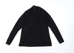 Next Women Black Jersey Wrap Long Sleeve Blouse Size 10