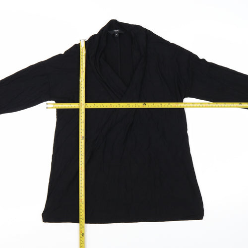 Next Women Black Jersey Wrap Long Sleeve Blouse Size 10