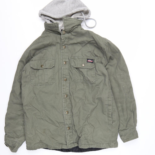 Dickies Men's Green Cotton Hooded Military Jacket Size M