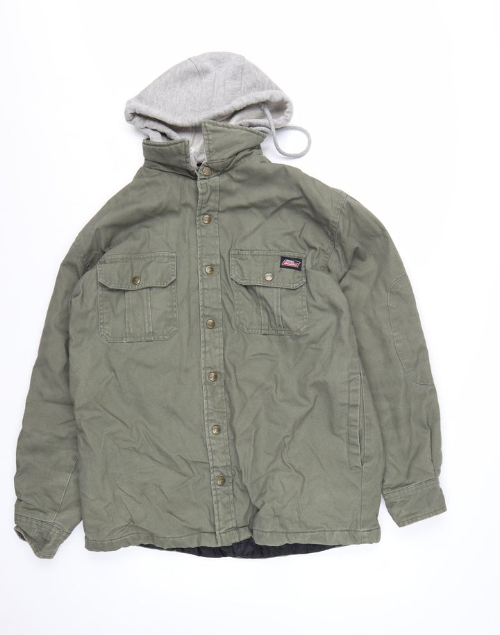 Dickies Men's Green Cotton Hooded Military Jacket Size M
