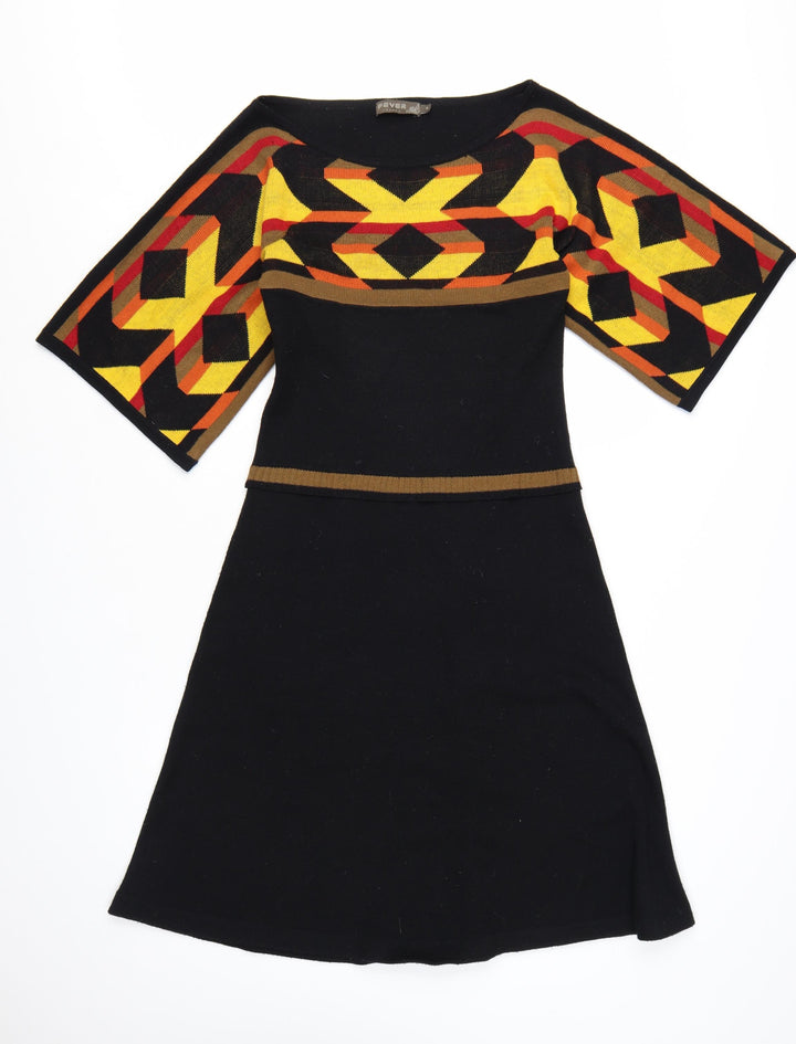 Fever London Women’s Black Size 8 A-Line Knit Retro Dress