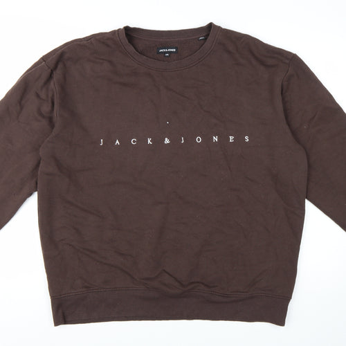 Jack & Jones Men’s Brown 2XL Crew Neck Pullover Sweatshirt