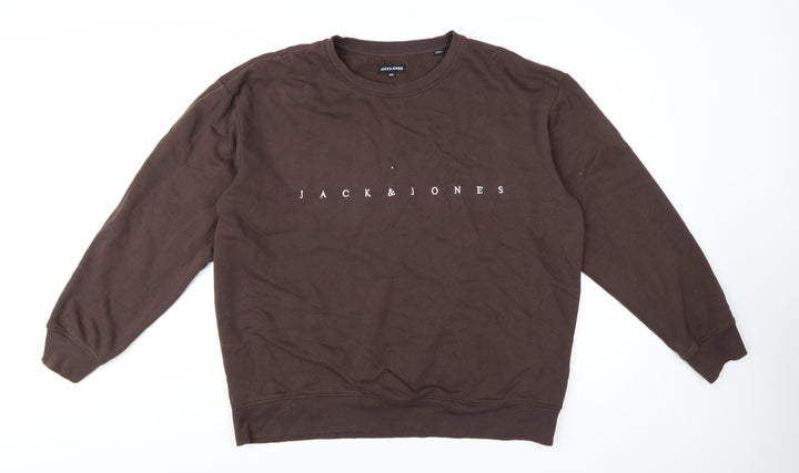 Jack & Jones Men’s Brown 2XL Crew Neck Pullover Sweatshirt