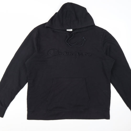 Champion Men's Black XL Pullover Hoodie with Embroidered Logo