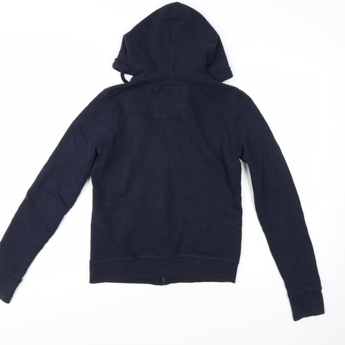 Hollister Women's Navy Full Zip Hoodie Medium Cotton Blend