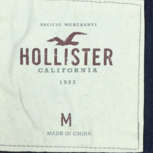 Hollister Women's Navy Full Zip Hoodie Medium Cotton Blend
