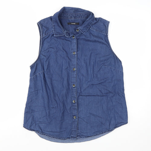 George Women’s Blue Denim Sleeveless Button-Up Shirt UK 14