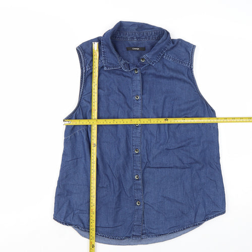 George Women’s Blue Denim Sleeveless Button-Up Shirt UK 14