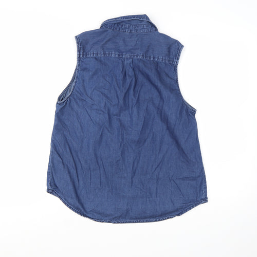 George Women’s Blue Denim Sleeveless Button-Up Shirt UK 14