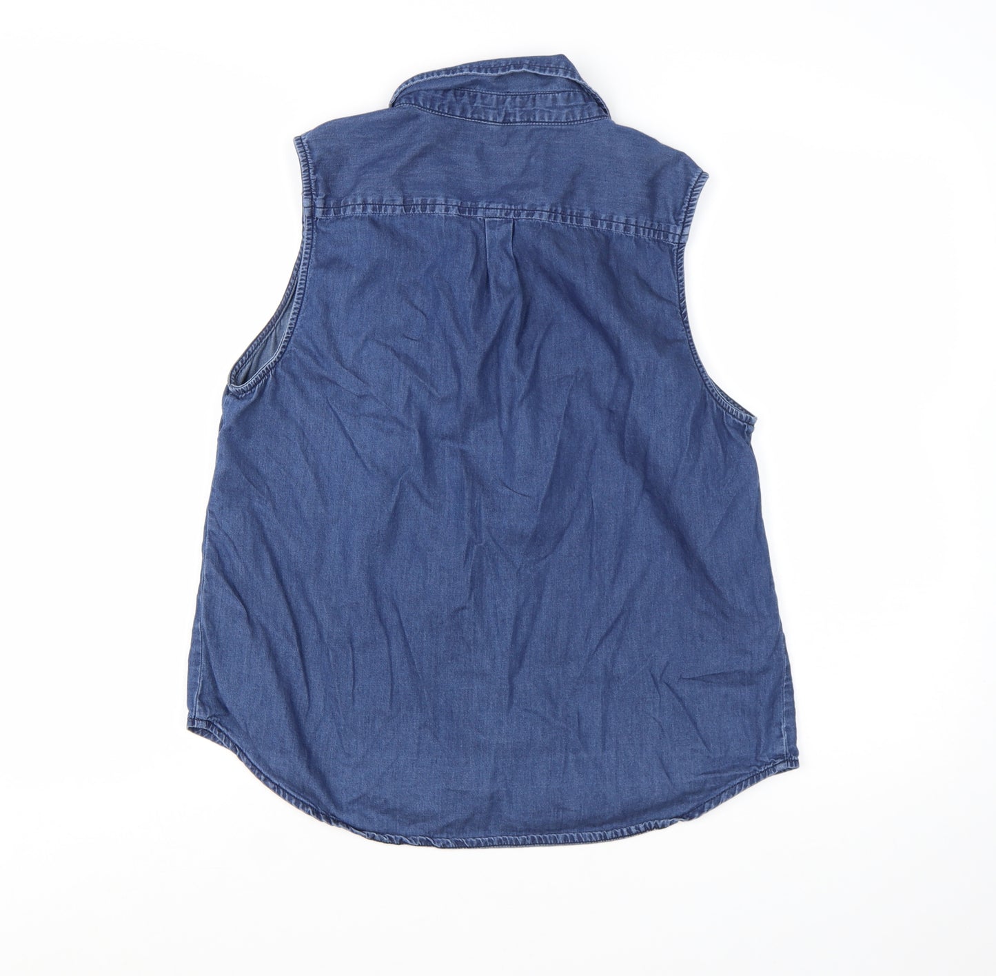 George Women’s Blue Denim Sleeveless Button-Up Shirt UK 14
