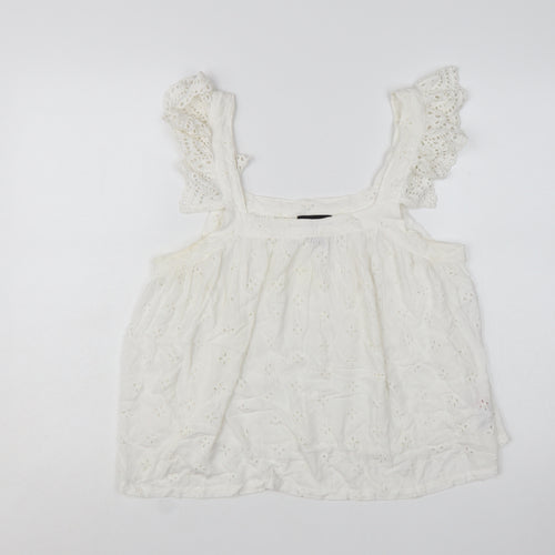 New Look Women White Embroidered Camisole Blouse UK 10