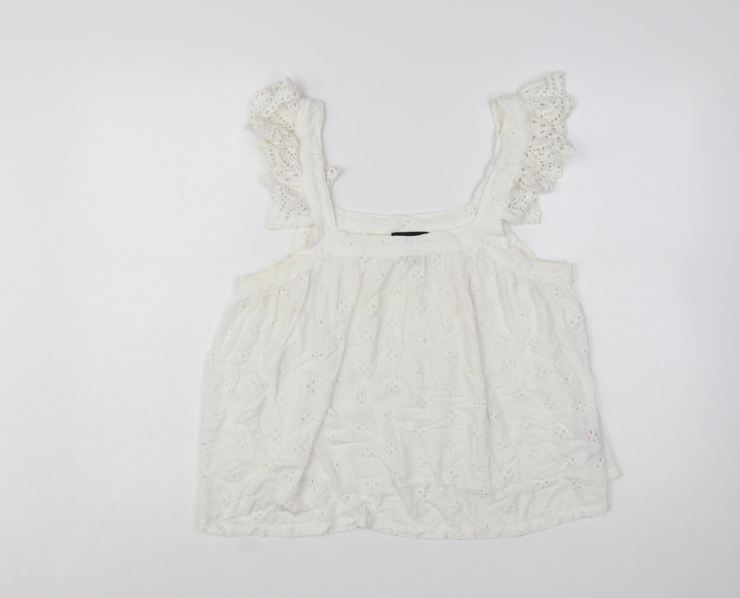 New Look Women White Embroidered Camisole Blouse UK 10