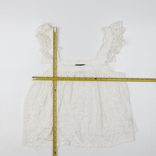 New Look Women White Embroidered Camisole Blouse UK 10