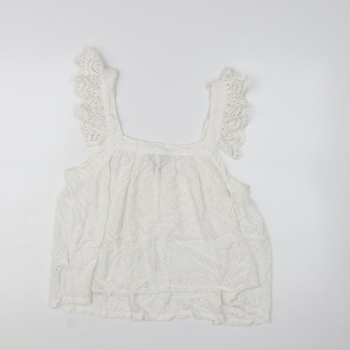 New Look Women White Embroidered Camisole Blouse UK 10