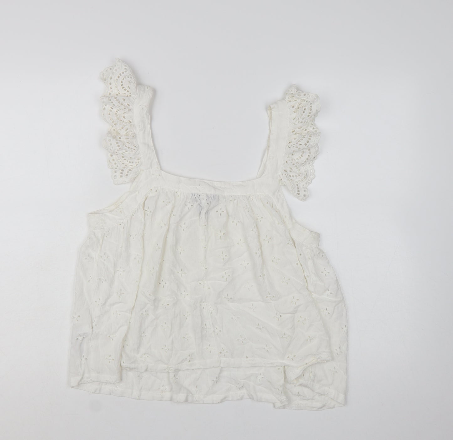 New Look Women White Embroidered Camisole Blouse UK 10