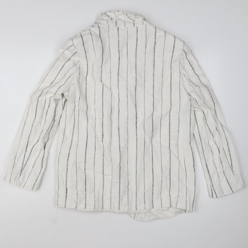 Marks and Spencer Women’s White Striped Linen Viscose Blazer Size 12